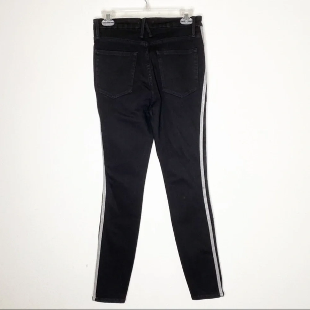 Good American Good Legs Athletic Stripe Black Skinny Jeans NWT